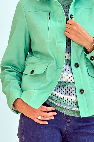 Women Teal Utility Jacket